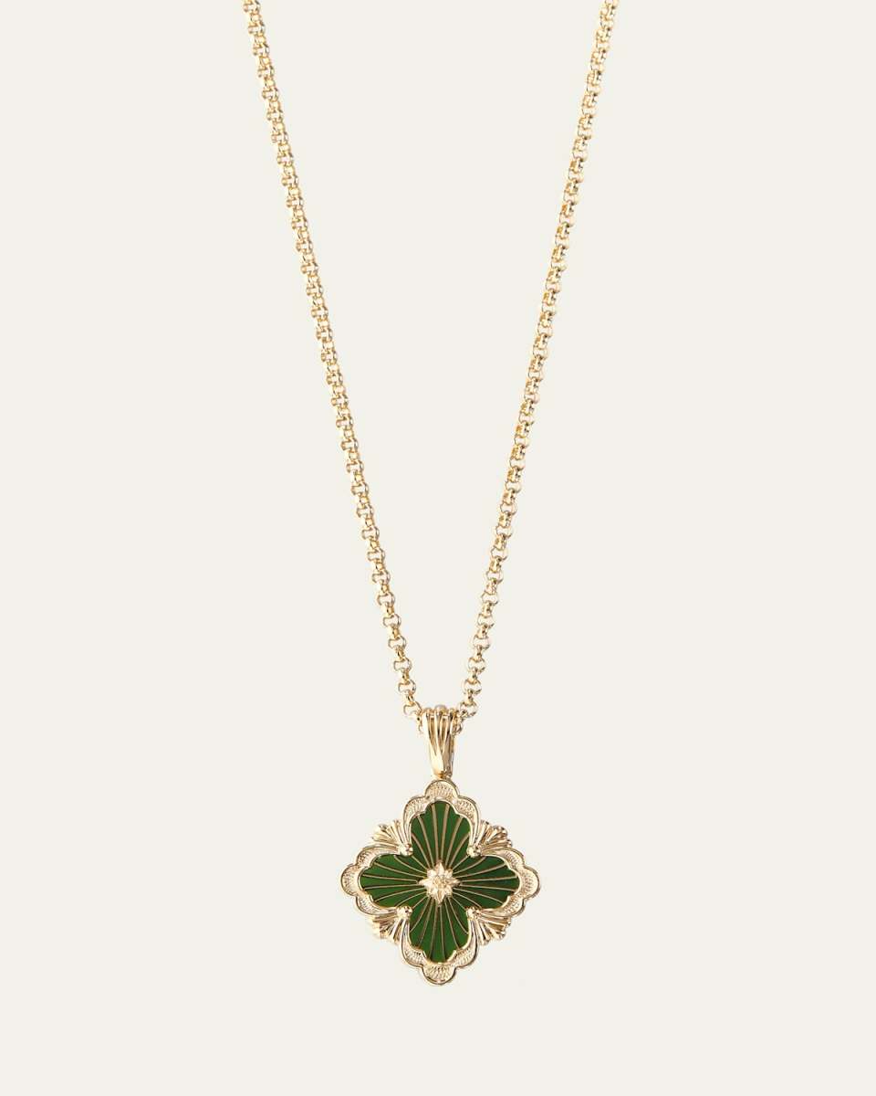 Opera Tulle Green Enamel Pendant Necklace in 18K Yellow Gold